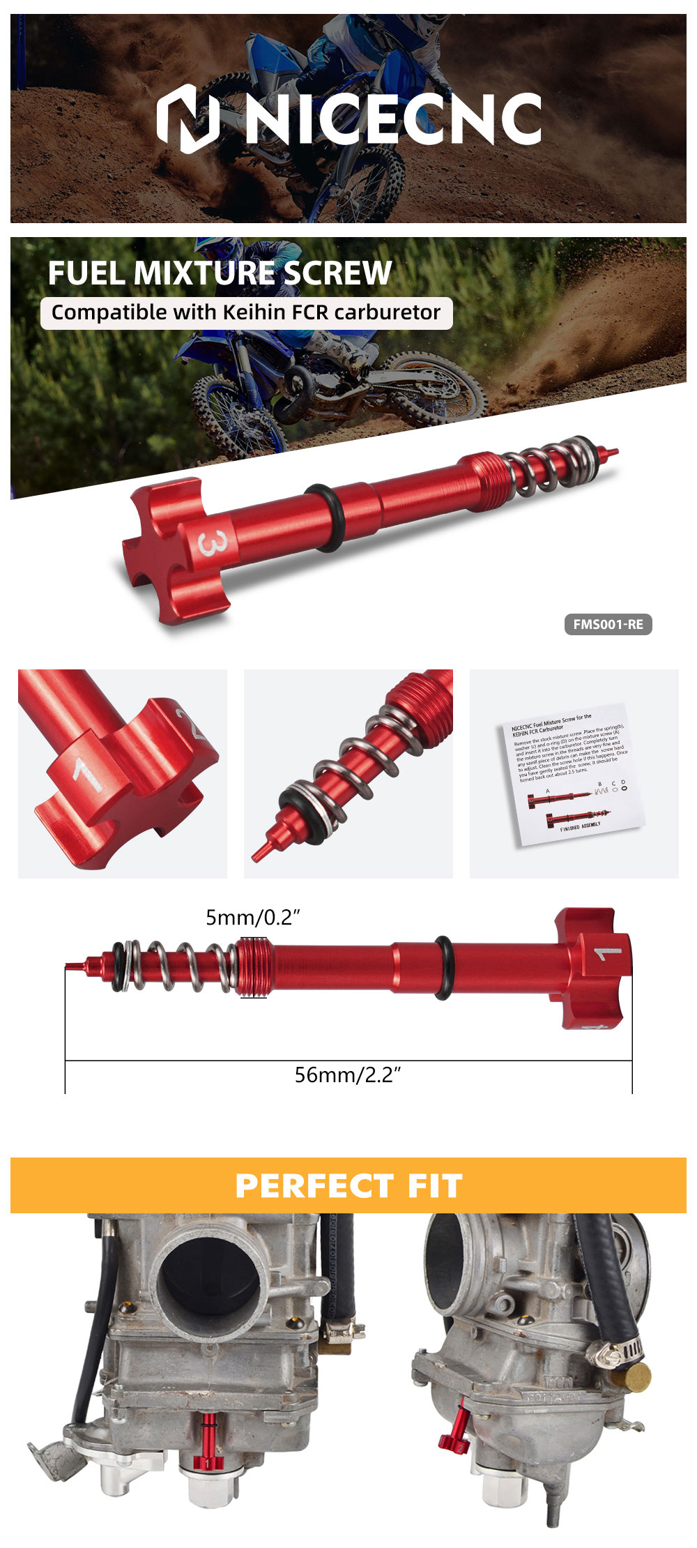 Air Fuel Mixture Screw For Honda CRF250X CRF450R CRF450X